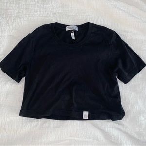 Marek + Richard Black Short Sleeve Crop Top Small